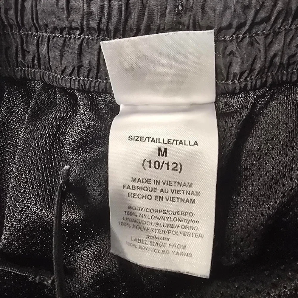 Adidas black track pants nylon white logo kids- 10-12 M)